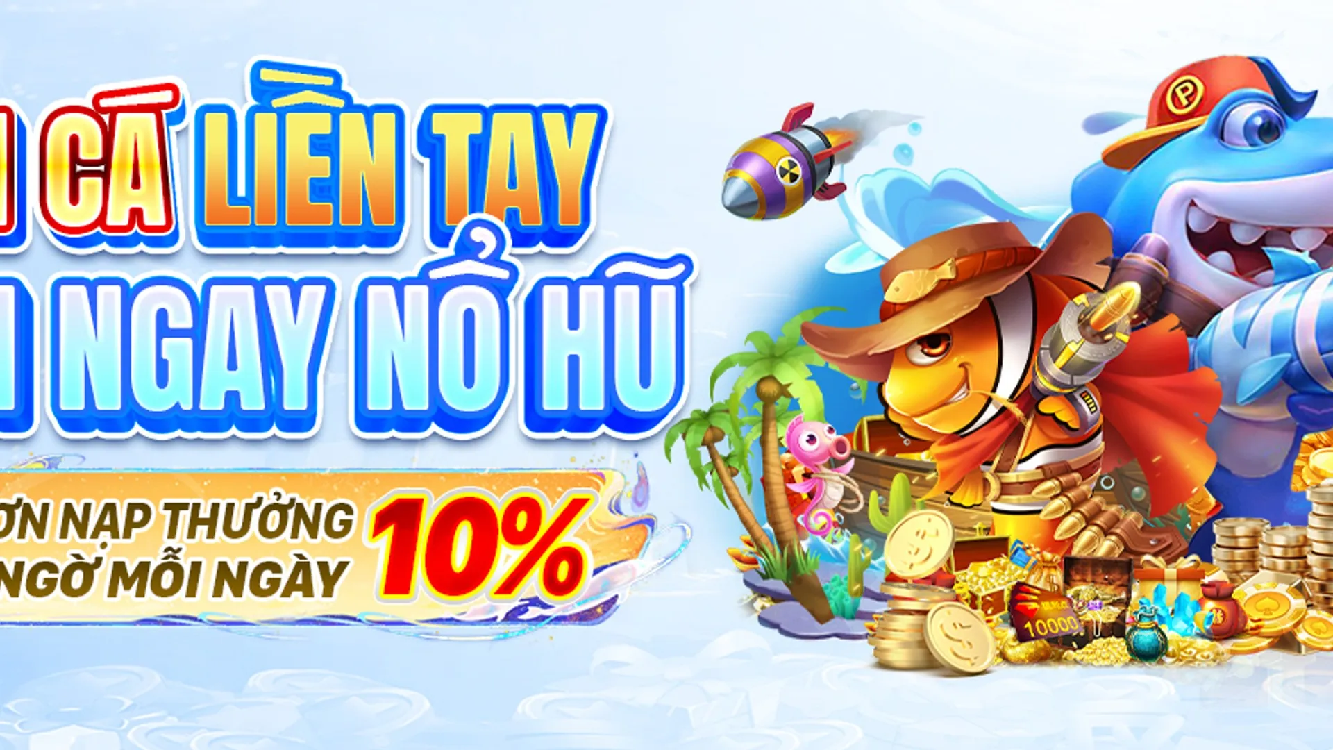Hình ảnh game bắn cá sống động với nhiều loại cá và hiệu ứng đặc biệt